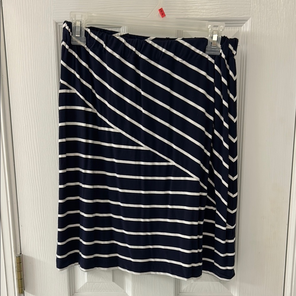 LOFT Blue and White Asymmetrical Wrap Skirt